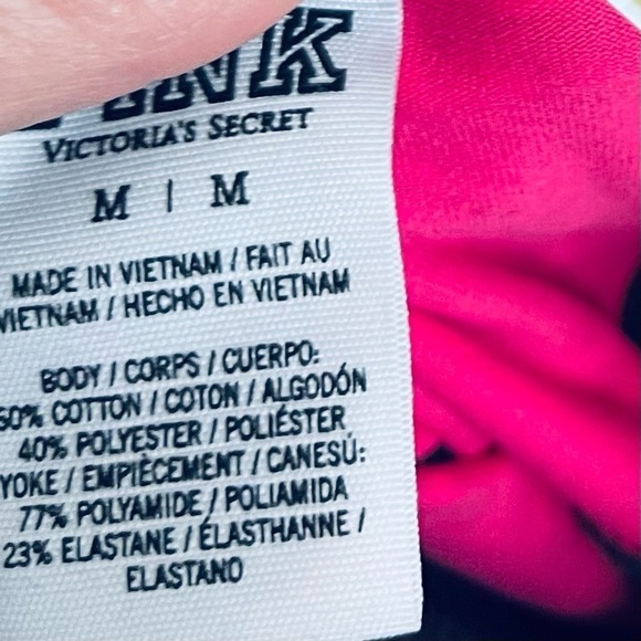 Pink Victoria secret quarter zip jacket palm tropical print Size M grey - Picture 4 of 4